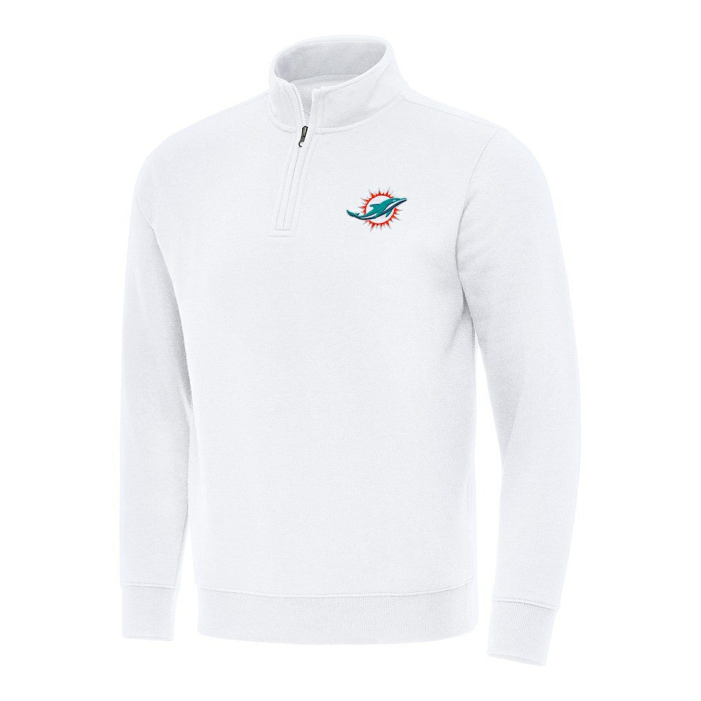 Miami Dolphins Antigua Victory Quarter-Zip Pullover Top White - NFL