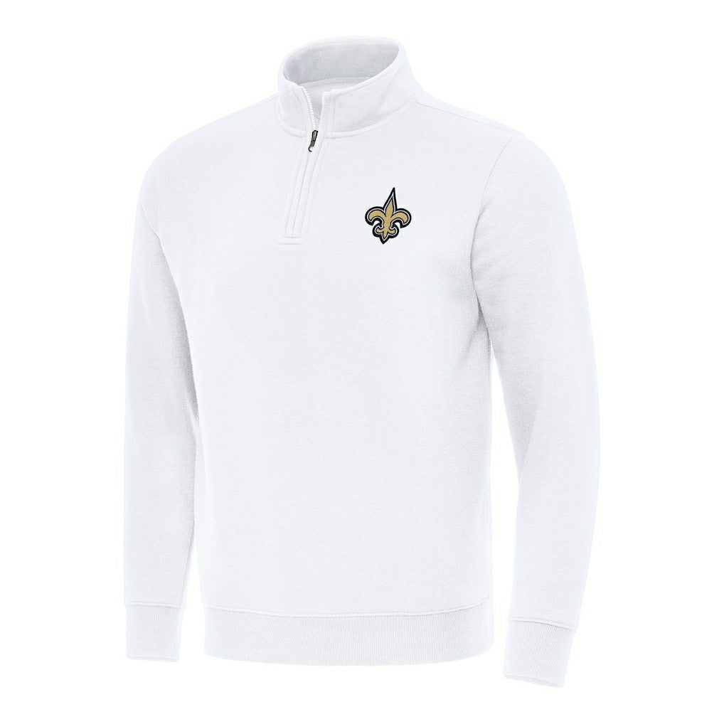 New Orleans Saints Antigua Victory Quarter-Zip Pullover Top White - NFL