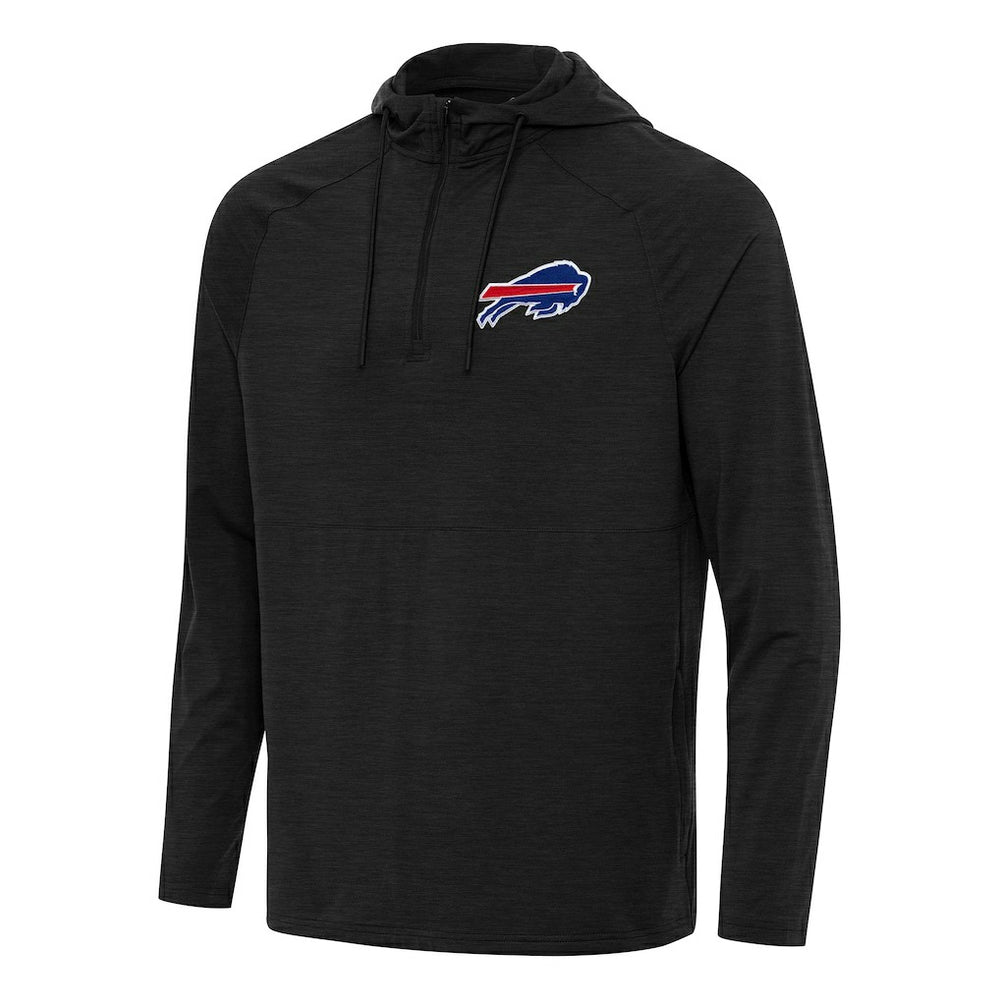 Buffalo Bills Antigua Spikes Quarter-Zip Pullover Hoodie Heather Black - NFL