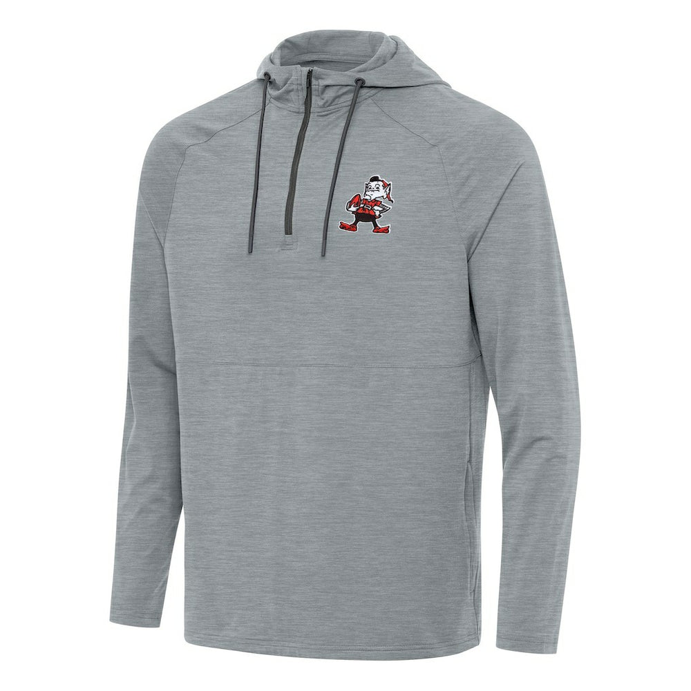 Cleveland Browns Antigua Spikes Quarter-Zip Pullover Hoodie Heather Gray - NFL