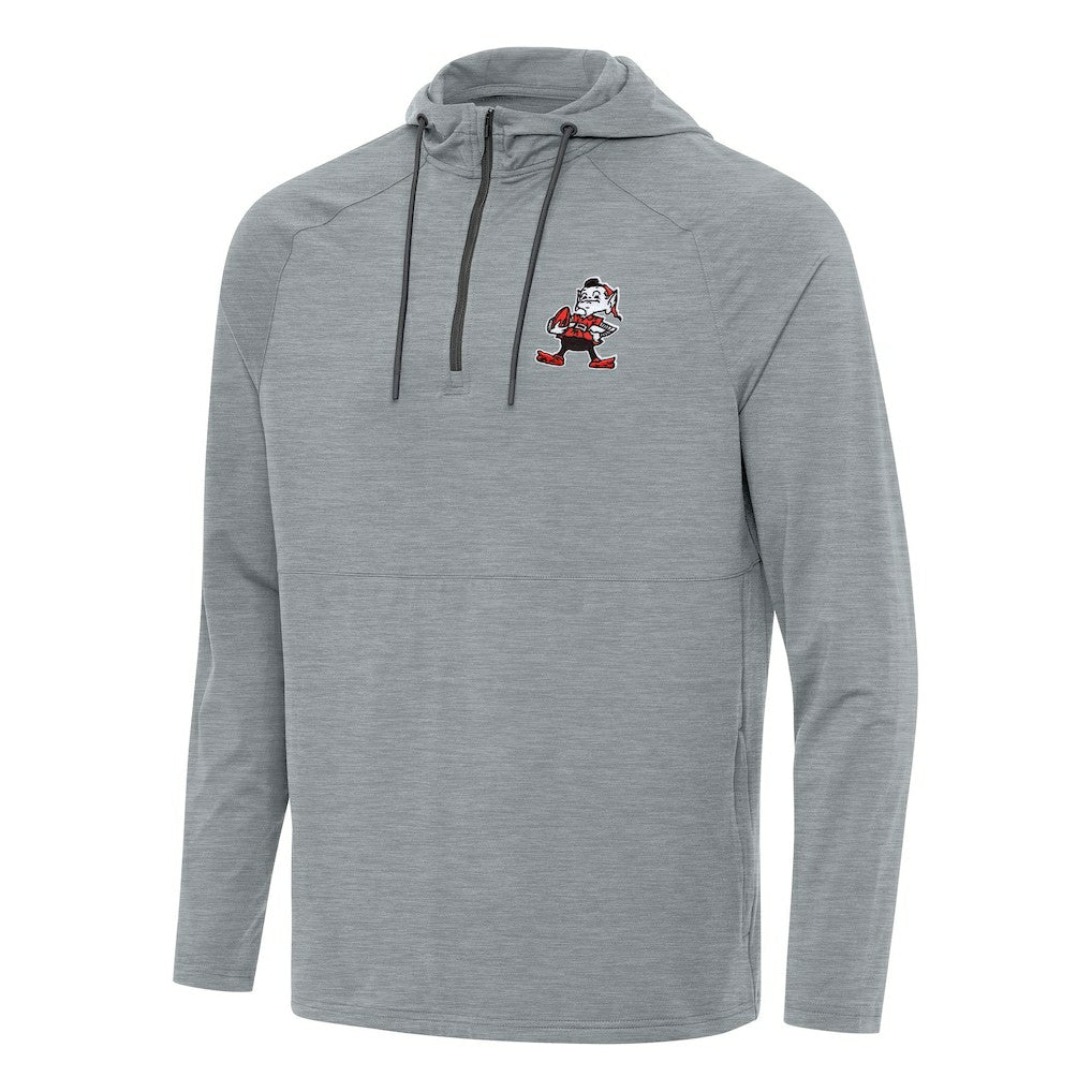 Cleveland Browns Antigua Spikes Quarter-Zip Pullover Hoodie Heather Gray - NFL