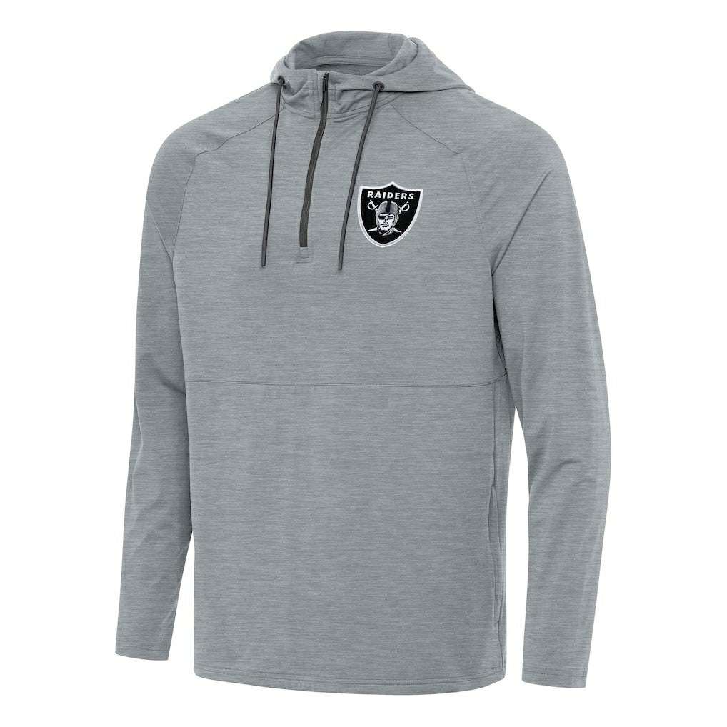 Las Vegas Raiders Antigua Spikes Quarter-Zip Pullover Hoodie Heather Gray - NFL