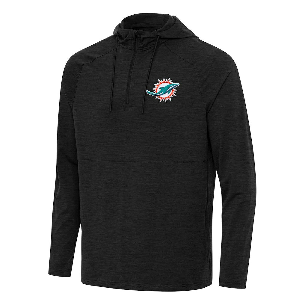 Miami Dolphins Antigua Spikes Quarter-Zip Pullover Hoodie Heather Black - NFL