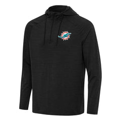 Miami Dolphins Antigua Spikes Quarter-Zip Pullover Hoodie Heather Black - NFL