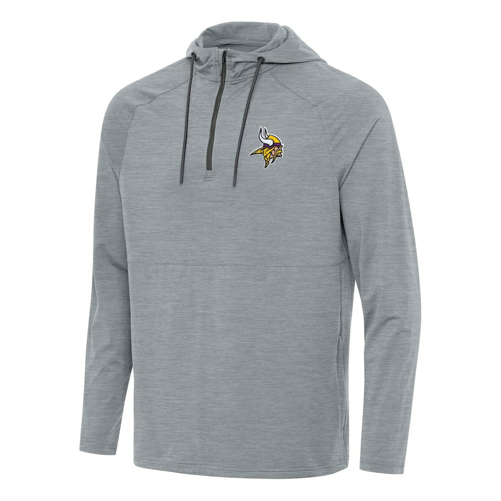 Minnesota Vikings Antigua Spikes Quarter-Zip Pullover Hoodie Heather Gray - NFL