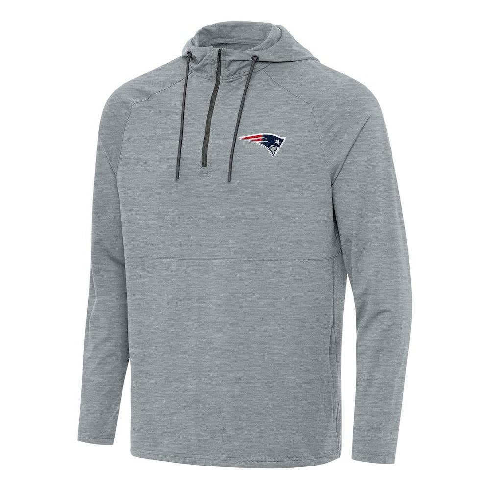 New England Patriots Antigua Spikes Quarter-Zip Pullover Hoodie Heather Gray - NFL