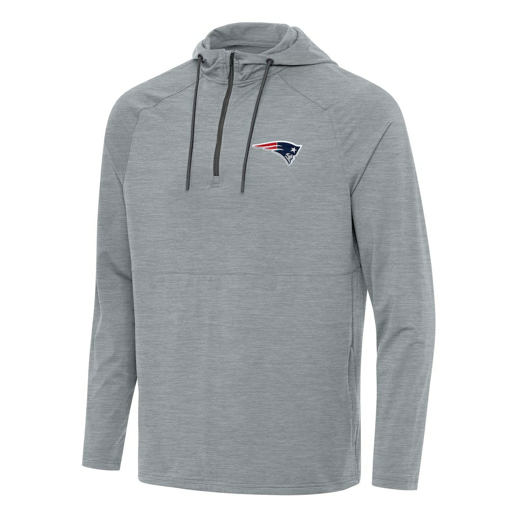 New England Patriots Antigua Spikes Quarter-Zip Pullover Hoodie Heather Gray - NFL