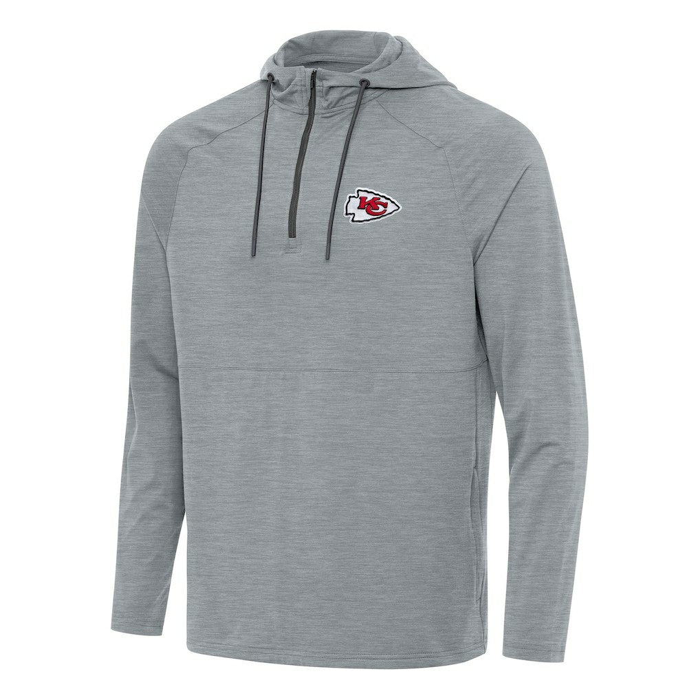 Kansas City Chiefs Antigua Spikes Quarter-Zip Pullover Hoodie Heather Gray - NFL