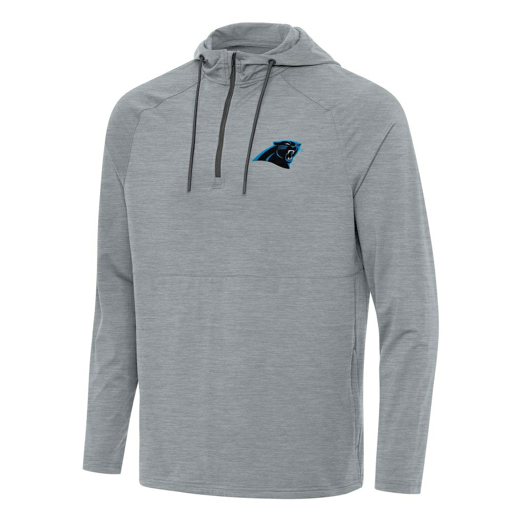 Carolina Panthers Antigua Spikes Quarter-Zip Pullover Hoodie Heather Gray - NFL
