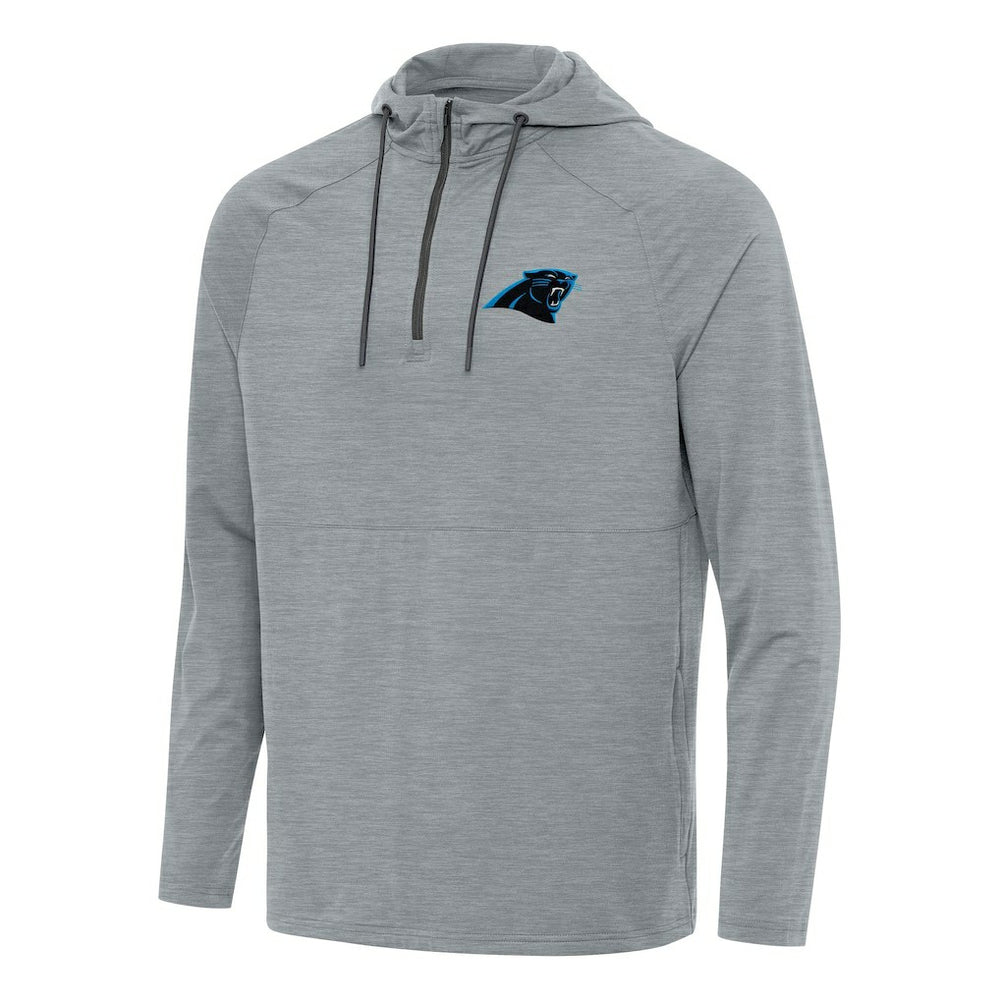 Carolina Panthers Antigua Spikes Quarter-Zip Pullover Hoodie Heather Gray - NFL