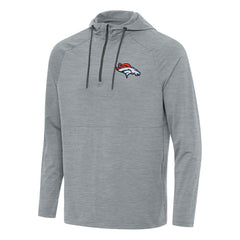 Denver Broncos Antigua Spikes Quarter-Zip Pullover Hoodie Heather Gray - NFL