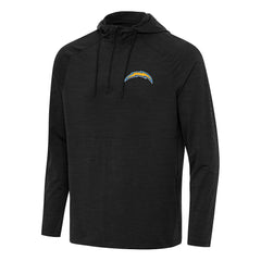 Los Angeles Chargers Antigua Spikes Quarter-Zip Pullover Hoodie Heather Black - NFL