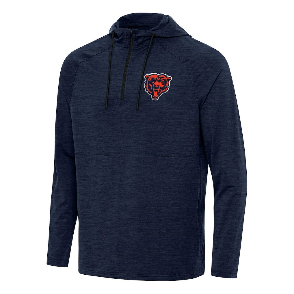 Chicago Bears Antigua Spikes Quarter-Zip Pullover Hoodie Heather Navy - NFL