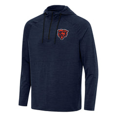 Chicago Bears Antigua Spikes Quarter-Zip Pullover Hoodie Heather Navy - NFL