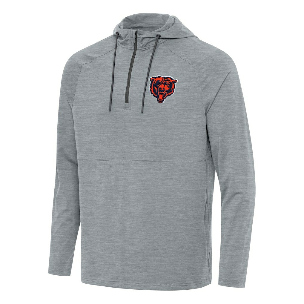 Chicago Bears Antigua Spikes Quarter-Zip Pullover Hoodie Heather Gray - NFL