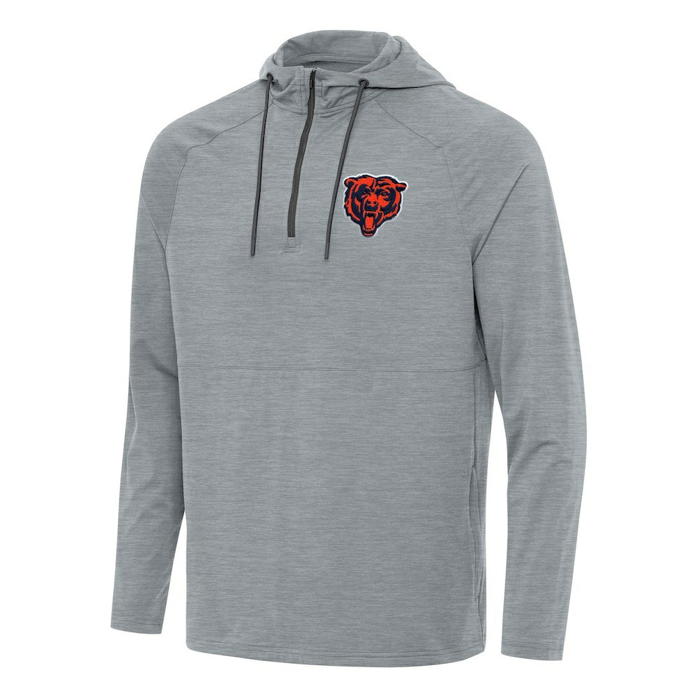 Chicago Bears Antigua Spikes Quarter-Zip Pullover Hoodie Heather Gray - NFL