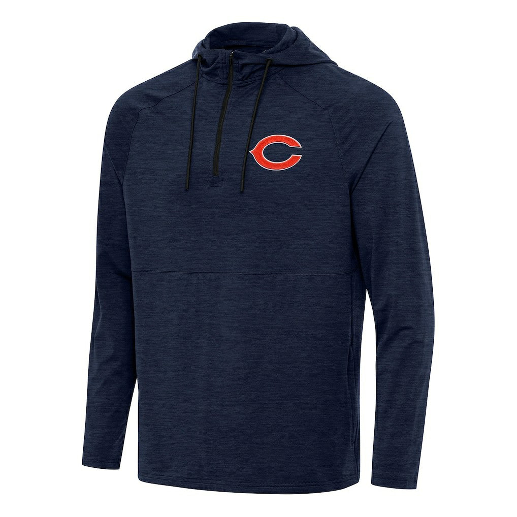 Chicago Bears Antigua Spikes Quarter-Zip Pullover Hoodie Heather Navy - NFL