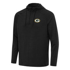 Green Bay Packers Antigua Spikes Quarter-Zip Pullover Hoodie Heather Black - NFL