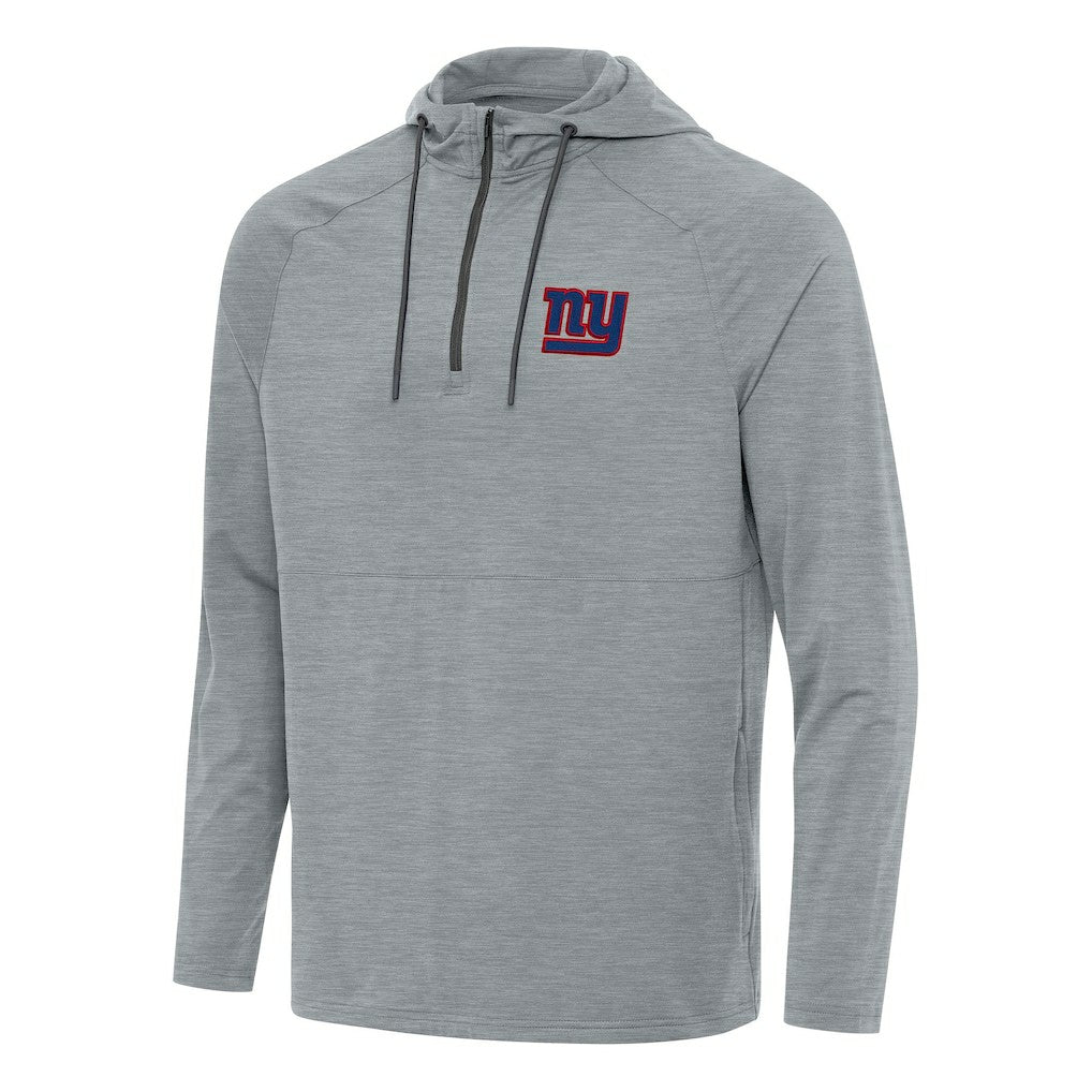 New York Giants Antigua Spikes Quarter-Zip Pullover Hoodie Heather Gray - NFL