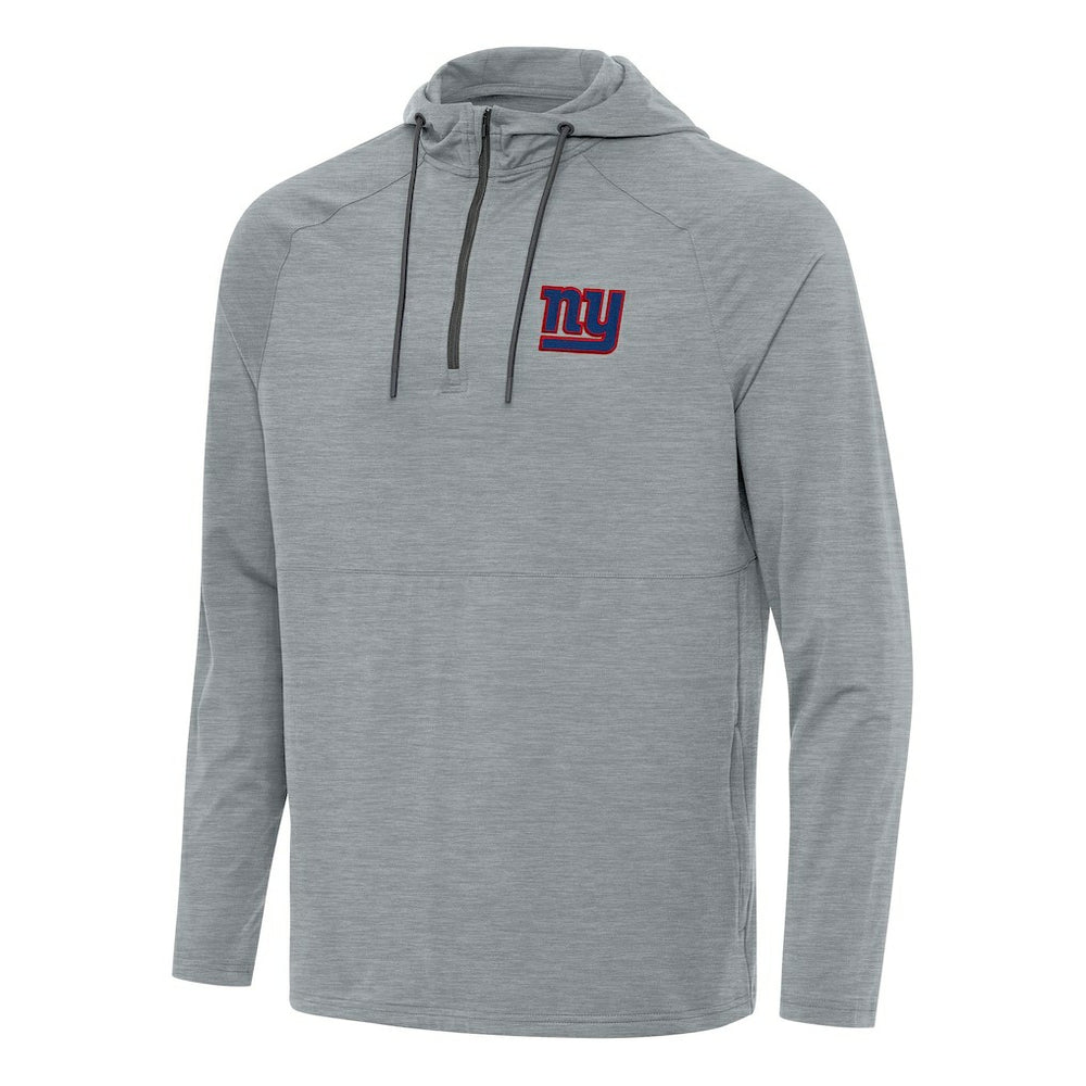 New York Giants Antigua Spikes Quarter-Zip Pullover Hoodie Heather Gray - NFL
