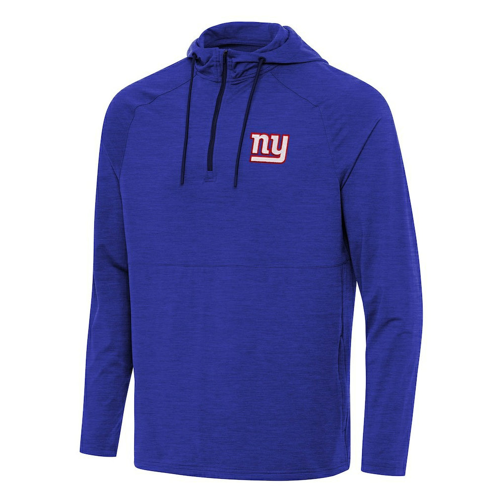 New York Giants Antigua Spikes Quarter-Zip Pullover Hoodie Heather Royal - NFL