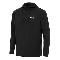 New York Jets Antigua Spikes Quarter-Zip Pullover Hoodie Heather Black - NFL