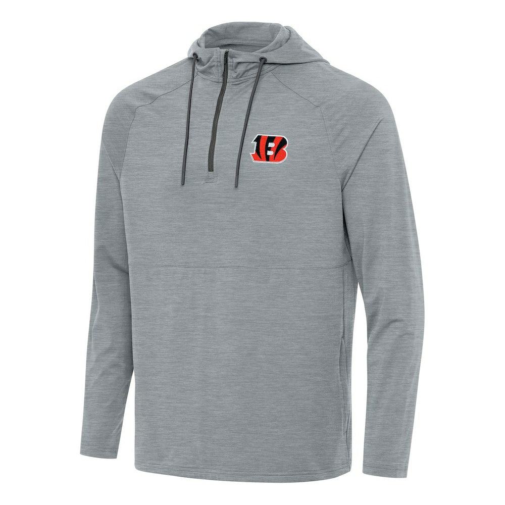 Cincinnati Bengals Antigua Spikes Quarter-Zip Pullover Hoodie Heather Gray - NFL
