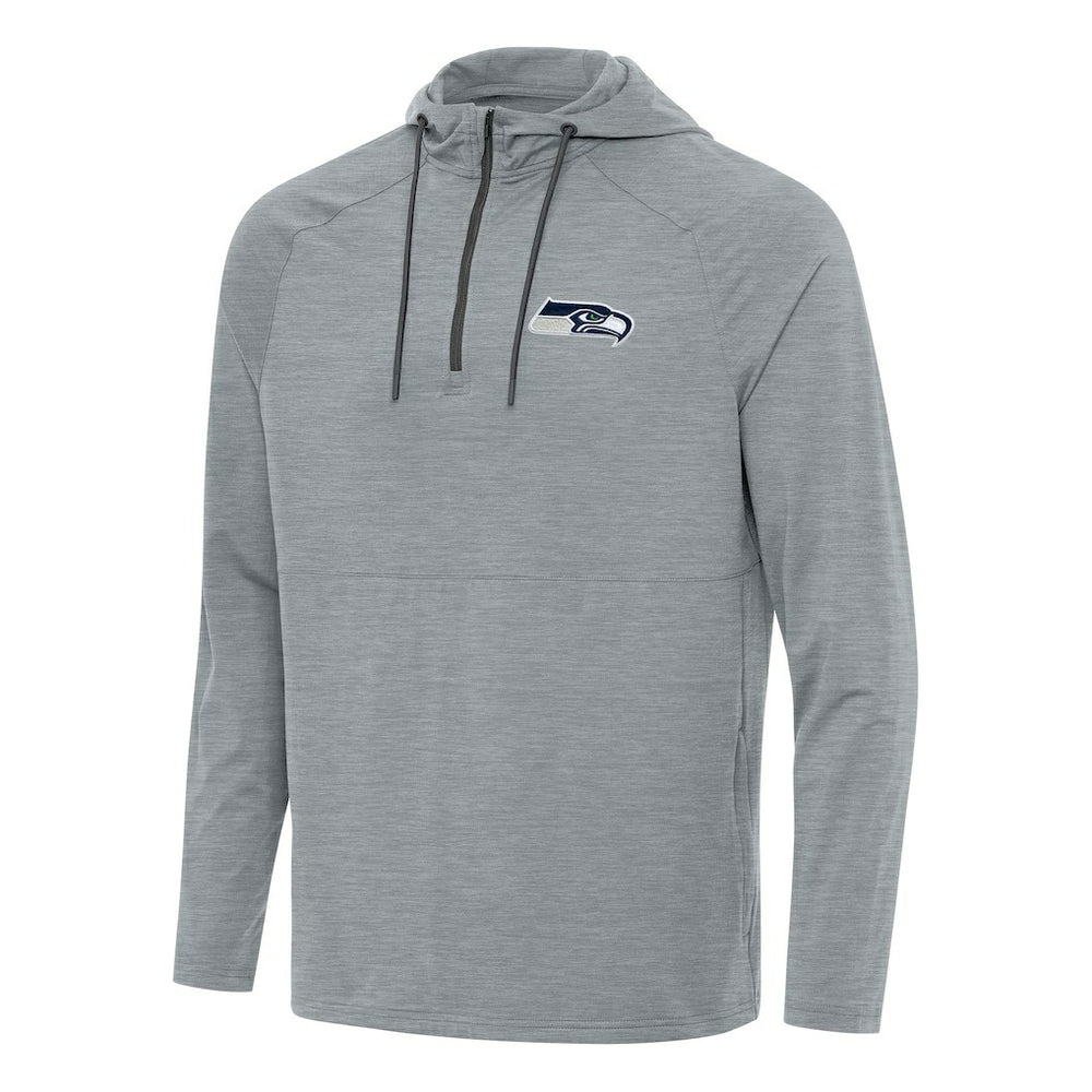 Seattle Seahawks Antigua Spikes Quarter-Zip Pullover Hoodie Heather Gray - NFL