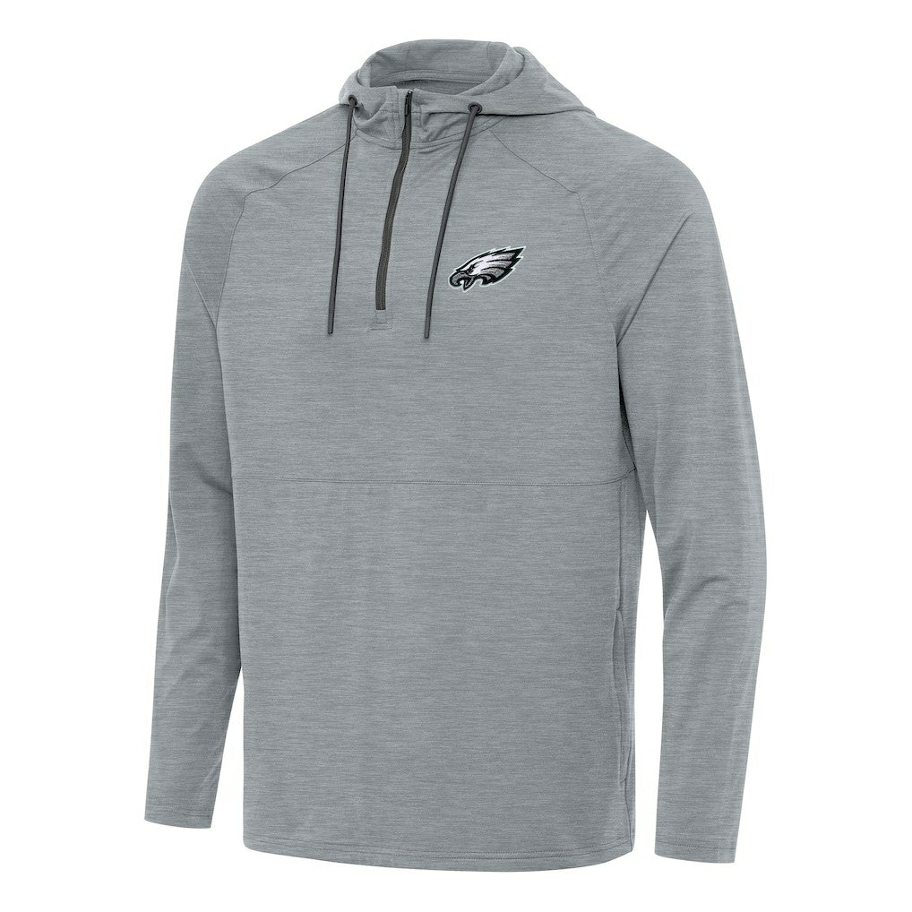 Philadelphia Eagles Antigua Spikes Quarter-Zip Pullover Hoodie Heather Gray - NFL