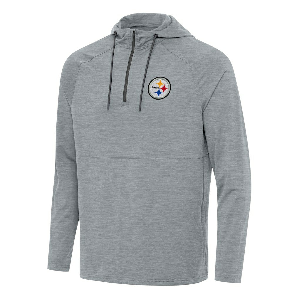 Pittsburgh Steelers Antigua Spikes Quarter-Zip Pullover Hoodie Heather Gray - NFL