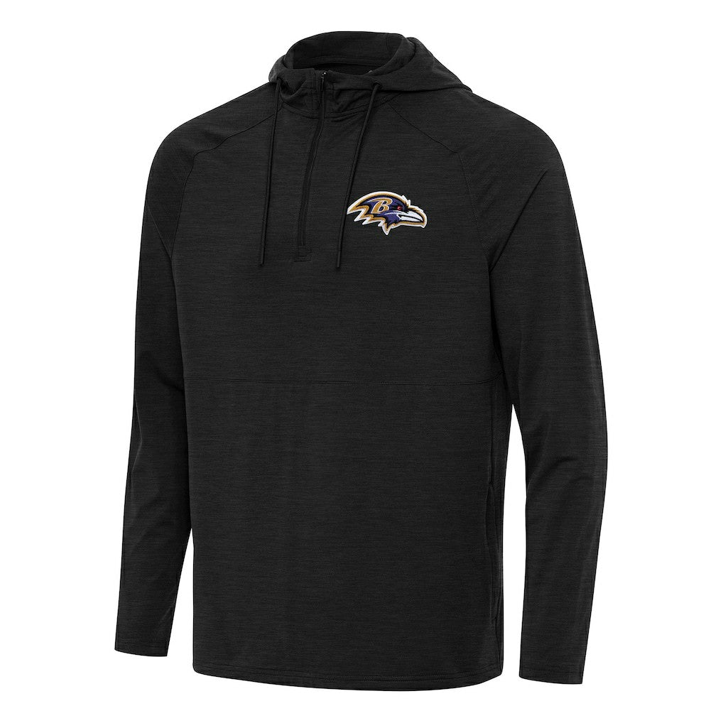 Baltimore Ravens Antigua Spikes Quarter-Zip Pullover Hoodie Heather Black - NFL