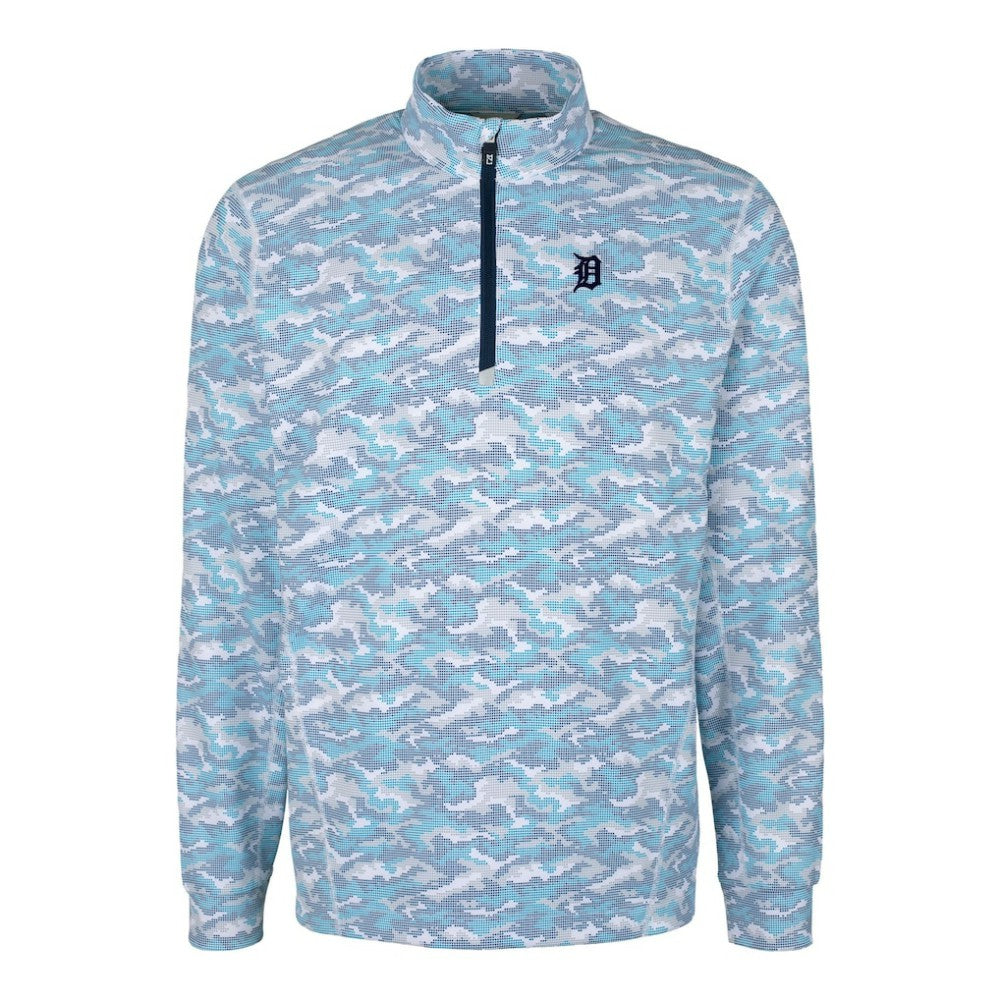 Detroit Tigers Cutter & Buck Traverse Eco Camo Tri-Blend DryTec Quarter-Zip Jacket Clearance
