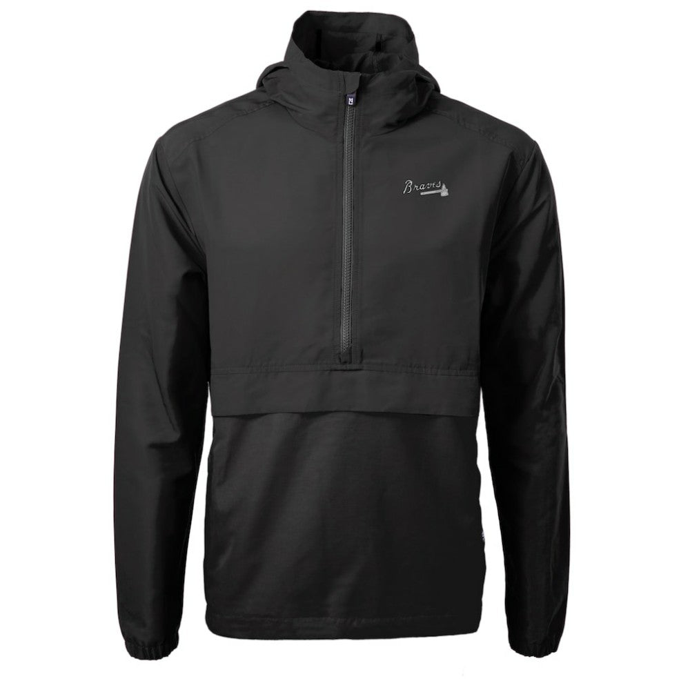 Atlanta Braves Cutter & Buck Charter Eco Recycled Anorak Half-Zip Hoodie Jacket Clearance
