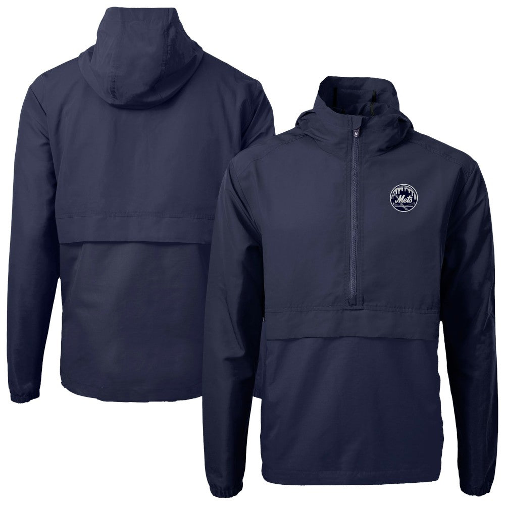 New York Mets Cutter & Buck Charter Eco Recycled Anorak Half-Zip Hoodie Jacket Lifestyle