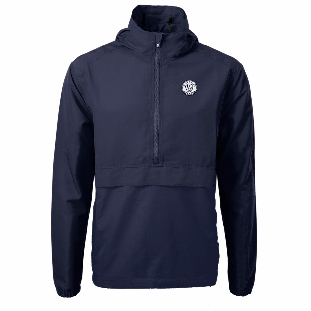 Milwaukee Brewers Cutter & Buck Charter Eco Recycled Anorak Half-Zip Hoodie Jacket for sale