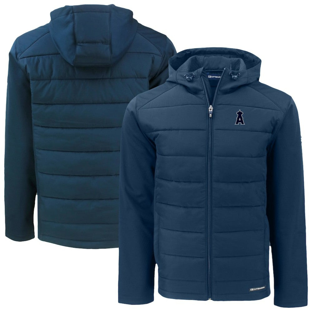 Los Angeles Angels Cutter & Buck Evoke Hybrid Eco Softshell Recycled Full-Zip Hooded Jacket Lifestyle