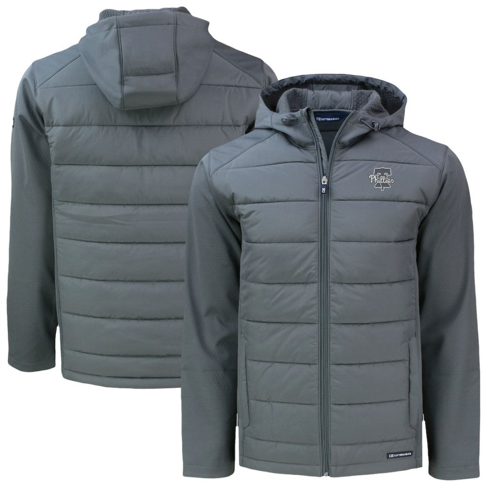 Philadelphia Phillies Cutter & Buck Evoke Hybrid Eco Softshell Recycled Full-Zip Hooded Jacket Sale