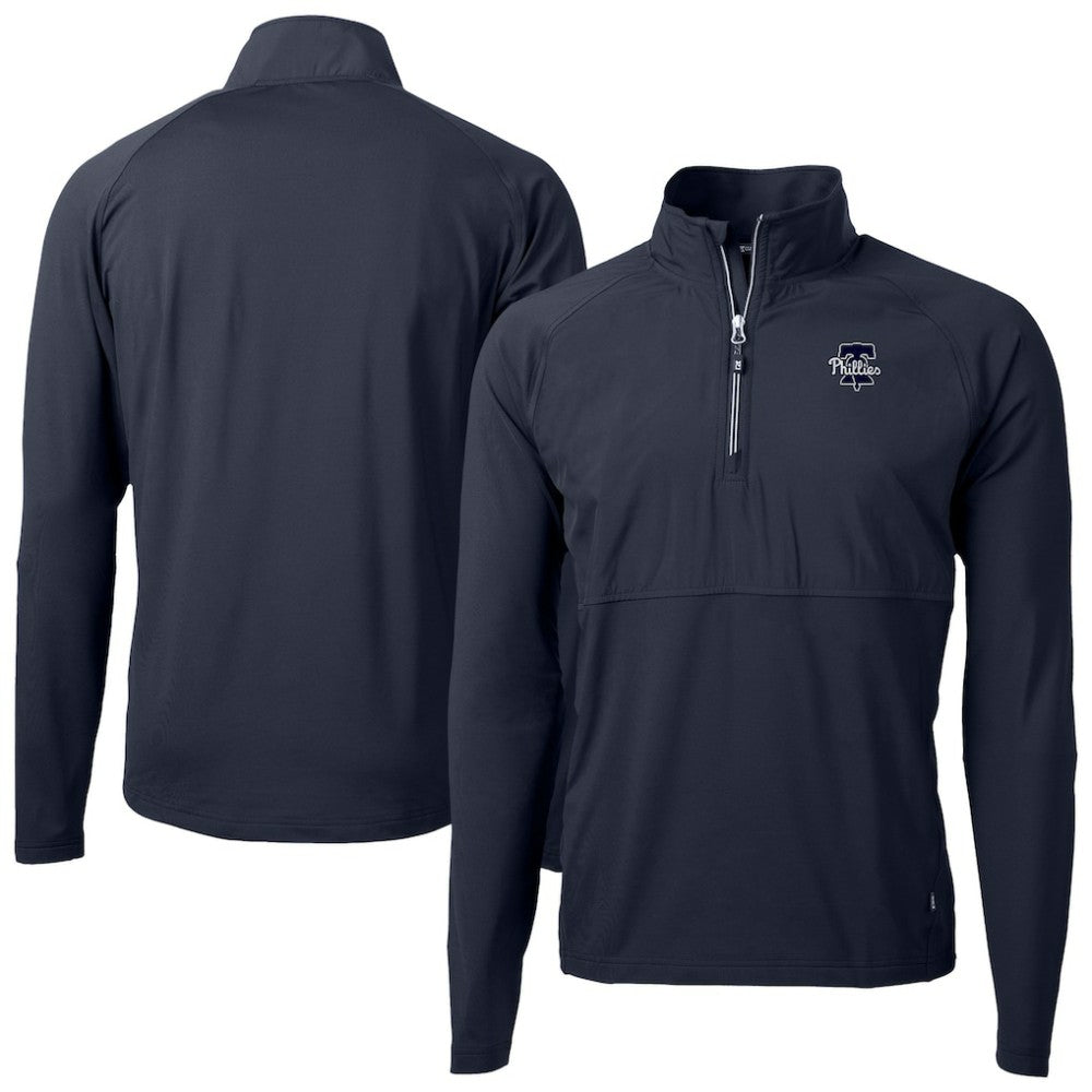 Philadelphia Phillies Cutter & Buck Adapt Eco Hybrid Raglan DryTec Quarter-Zip Jacket Lifestyle