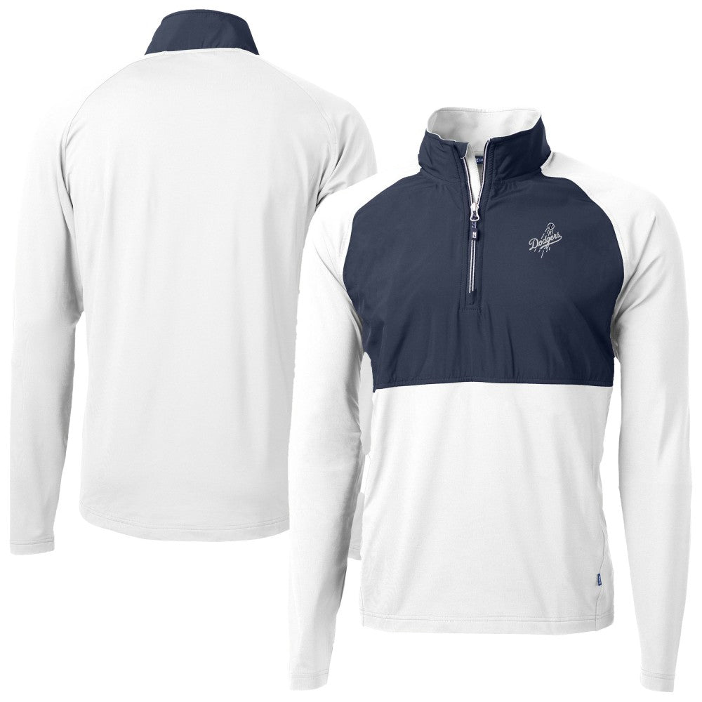 Los Angeles Dodgers Cutter & Buck Adapt Eco Hybrid Raglan DryTec Quarter-Zip Jacket Lifestyle