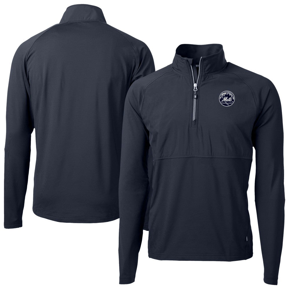 New York Mets Cutter & Buck Adapt Eco Hybrid Raglan DryTec Quarter-Zip Jacket discount