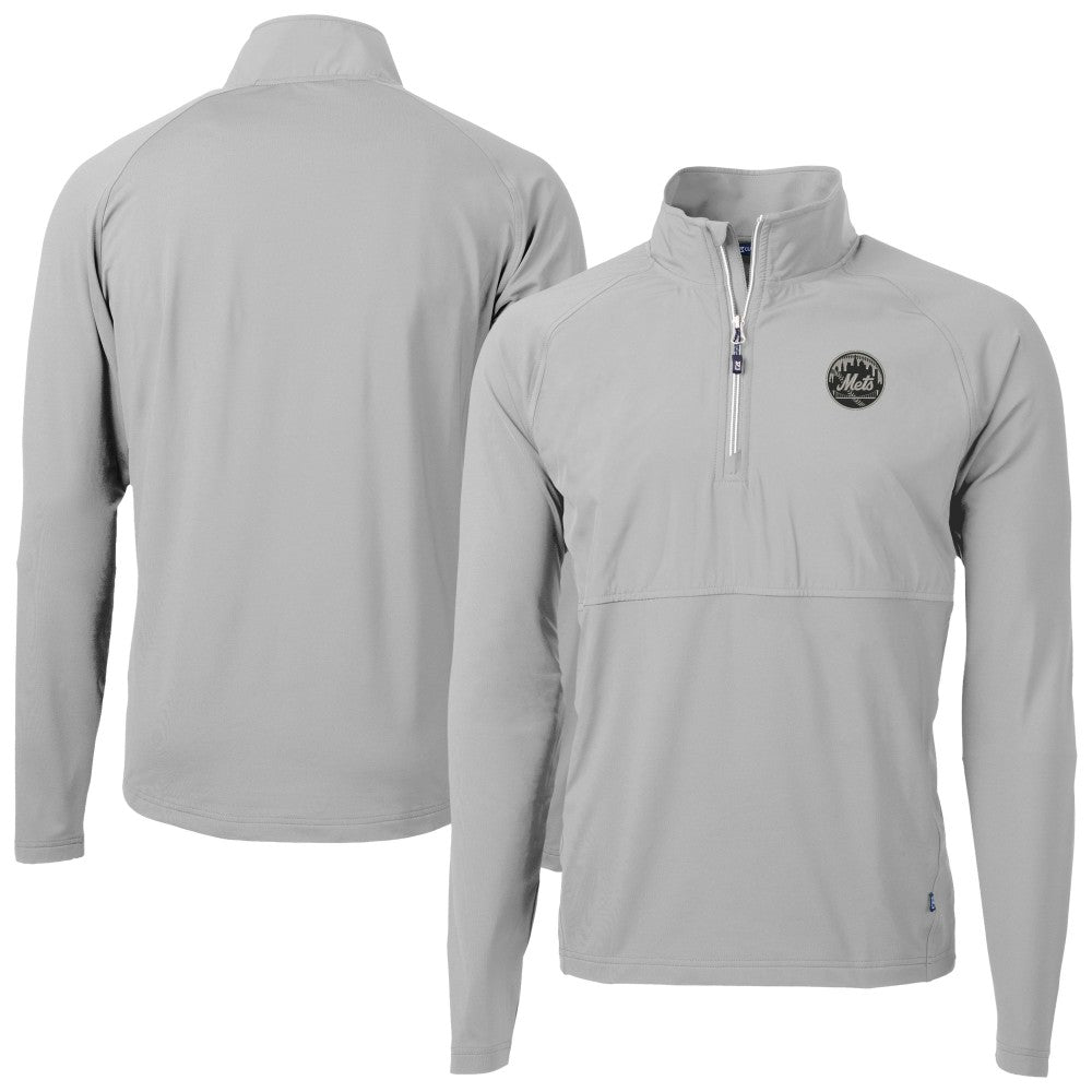 New York Mets Cutter & Buck Adapt Eco Hybrid Raglan DryTec Quarter-Zip Jacket for sale