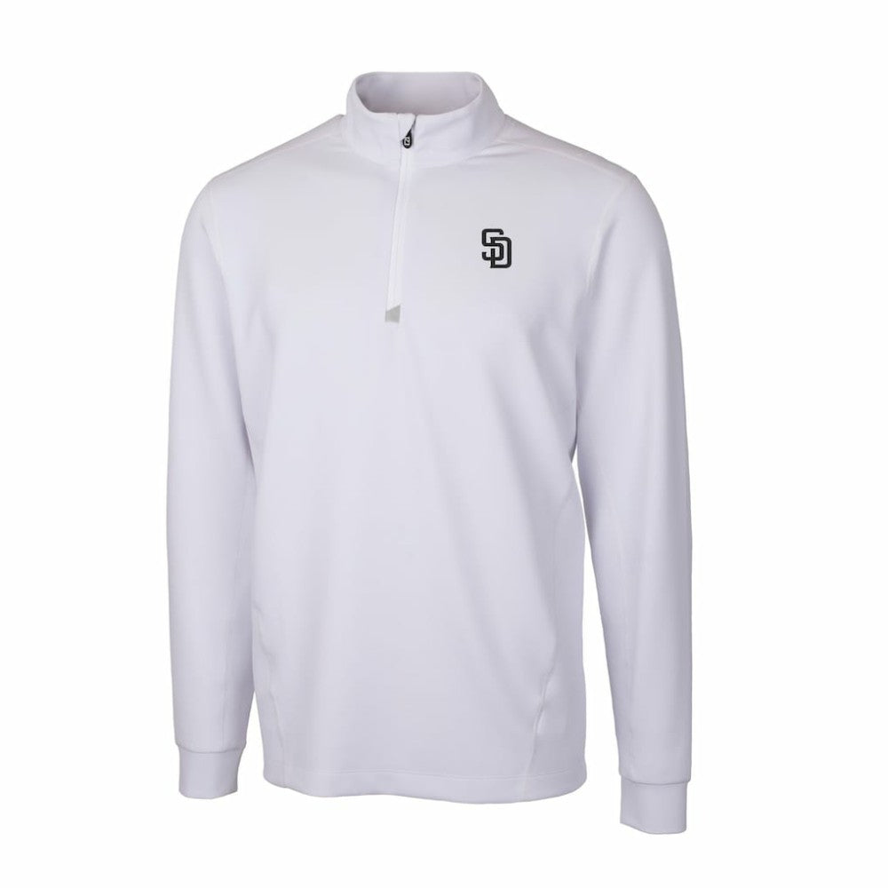 San Diego Padres Cutter & Buck Traverse Eco Tri-Blend DryTec Quarter-Zip Jacket On Sale