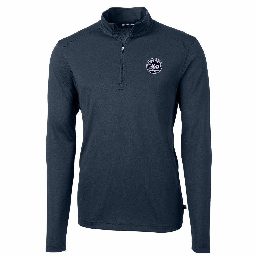 New York Mets Cutter & Buck Virtue Eco Pique Quarter-Zip Jacket for sale