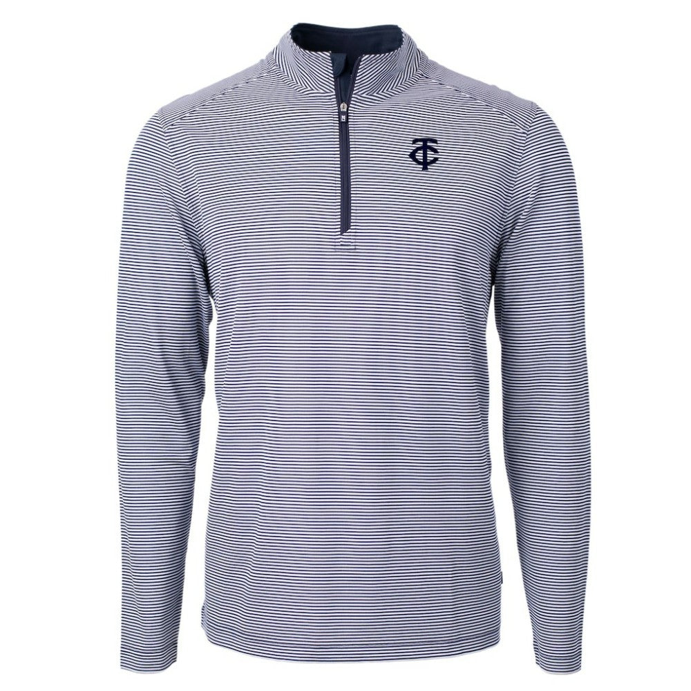 Minnesota Twins Cutter & Buck Virtue Eco Pique Micro Stripe Quarter-Zip Jacket discount