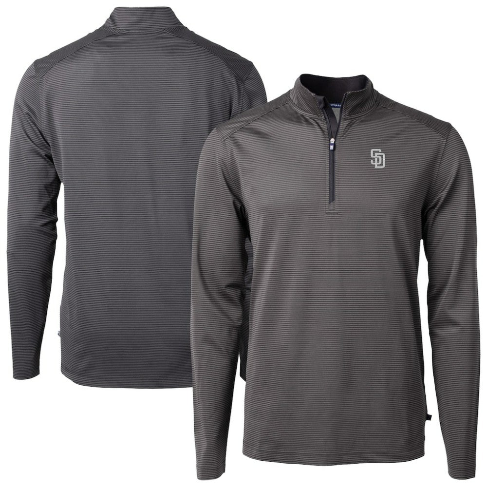 San Diego Padres Cutter & Buck Virtue Eco Pique Micro Stripe Quarter-Zip Jacket for sale