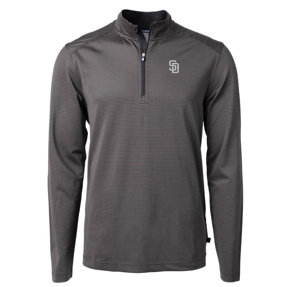 San Diego Padres Cutter & Buck Virtue Eco Pique Micro Stripe Quarter-Zip Jacket for sale