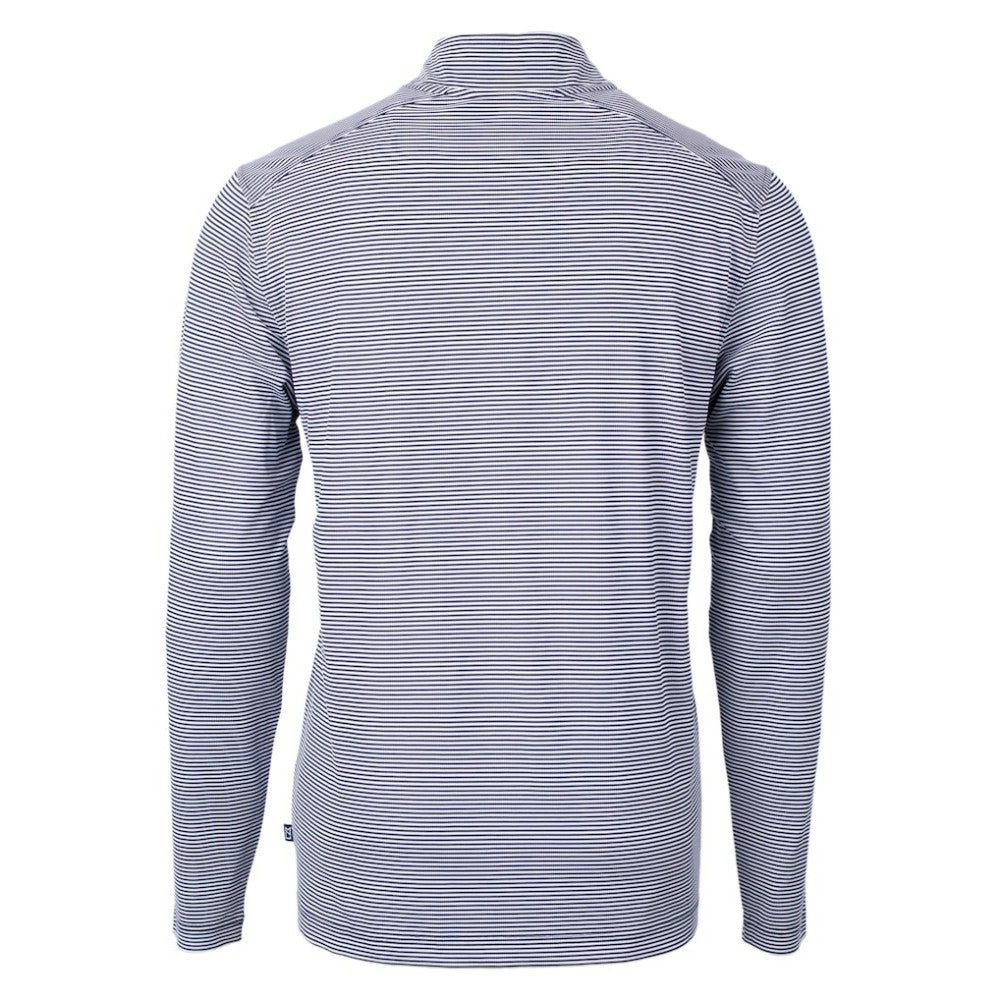 Seattle Mariners Cutter & Buck Virtue Eco Pique Micro Stripe Quarter-Zip Jacket Lifestyle