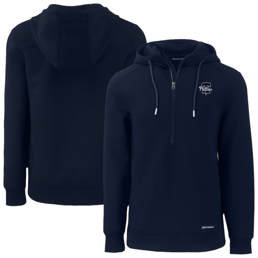 Philadelphia Phillies Cutter & Buck Roam Eco Recycled Tri-Blend Half-Zip Hoodie Lifestyle