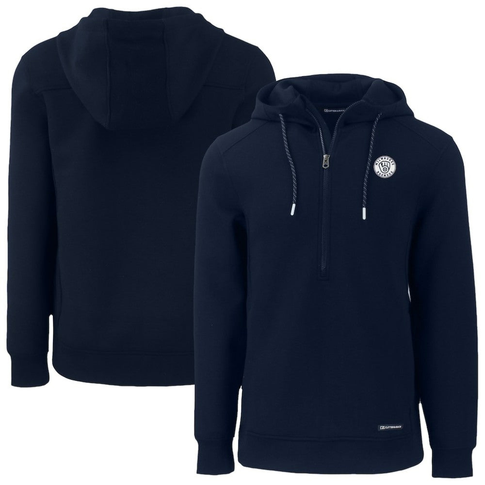 Milwaukee Brewers Cutter & Buck Roam Eco Recycled Tri-Blend Half-Zip Hoodie Clearance