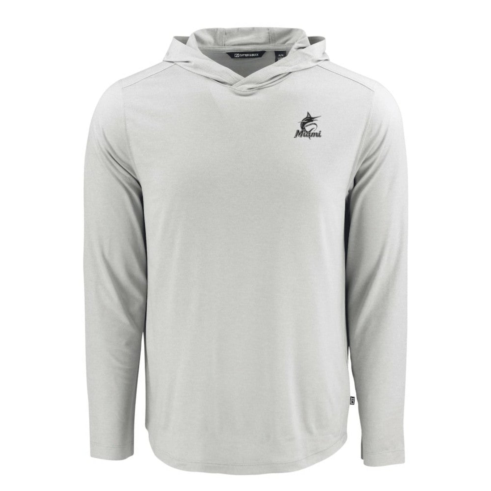 Miami Marlins Cutter & Buck Coastline Epic Comfort Eco Recycled Hoodie T-Shirt Sale